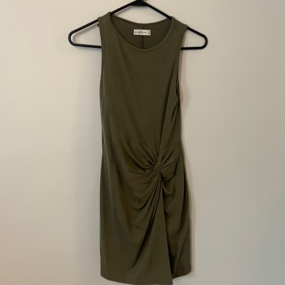 Super cute green tank dress from Abercrombie with knotted detail on the side.